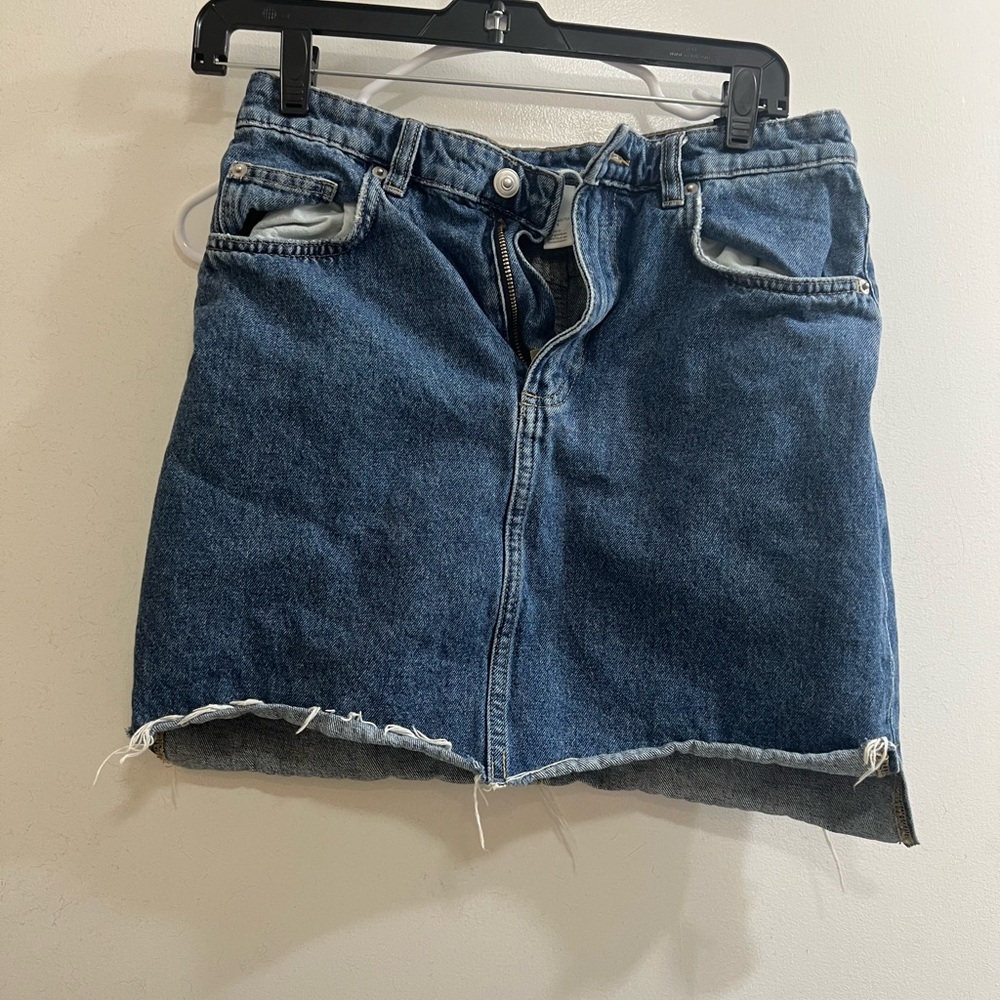 H&M Denim Blue Distressed Skirt